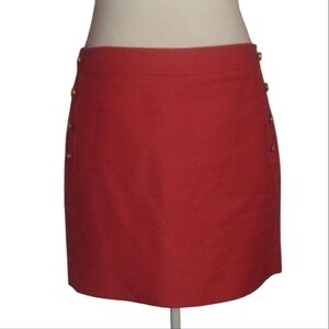 J. Crew Darker Hot Pink Cotton Nautical Side Button Mini Skirt Summer Size 4